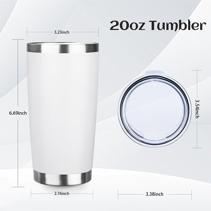 StarSpeed 20oz Tumbler Bulk with Lid, Stainless Steel Insulated Tumblers Double Wall Vacuum Insulated Travel Mug, Powder Coated Coffee Cups for Hot and Cold Drinks(White,8) - Image 2