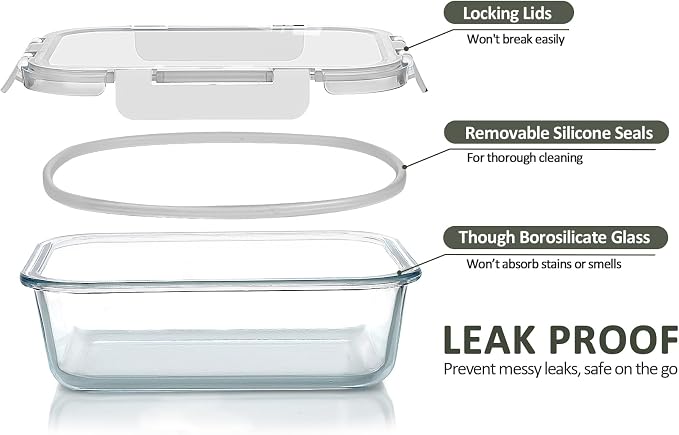 M MCIRCO 10-Pack 22 Oz Glass Meal Prep Containers - Image 3