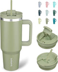 BJPKPK 40 oz Insulated Tumbler With Lid And Straw Stainless Steel Tumblers Cup With Handle For Women And Men,Sage by BJPKPK