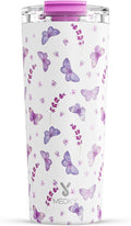 Meoky 24 oz Travel Coffee Mug with Leak-proof Lid, Stainless Steel Insulated Coffee Tumbler, Keeps Hot for 8 Hours or Cold for 24 Hours, Fits in Car Cup Holder (Lavender Butterfly) by MEOKY