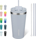 BJPKPK 18oz Stainless Steel Insulated Tumbler With lid And Straw Travel Coffee Thermal Tumblers Cup For Women And Men,Modern Blue by BJPKPK
