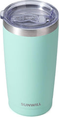 SUNWILL Travel Coffee Tumbler 20 oz, Insulated Mug with Lid, Stainless Steel Cup for Outdoor, Powder Coated Mint by SUNWILL