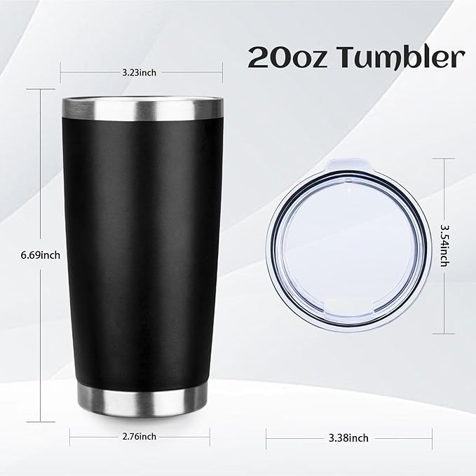StarSpeed 20oz Tumbler Bulk with Lid, Stainless Steel Insulated Tumblers Double Wall Vacuum Insulated Travel Mug, Powder Coated Coffee Cups for Hot and Cold Drinks(Black,6) - Image 2