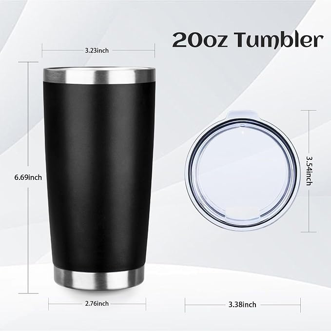 StarSpeed 20oz Tumbler Bulk with Lid, Stainless Steel Insulated Tumblers Double Wall Vacuum Insulated Travel Mug, Powder Coated Coffee Cups for Hot and Cold Drinks(Black,8) - Image 2