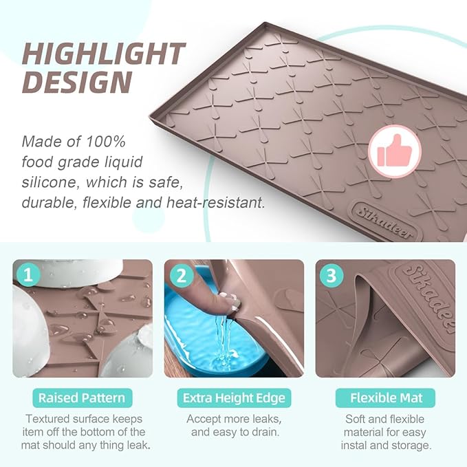SIKADEER 25" x 22" Under Sink Mat Waterproof, Silicone Mat Kitchen Drawer Shelf - Image 5
