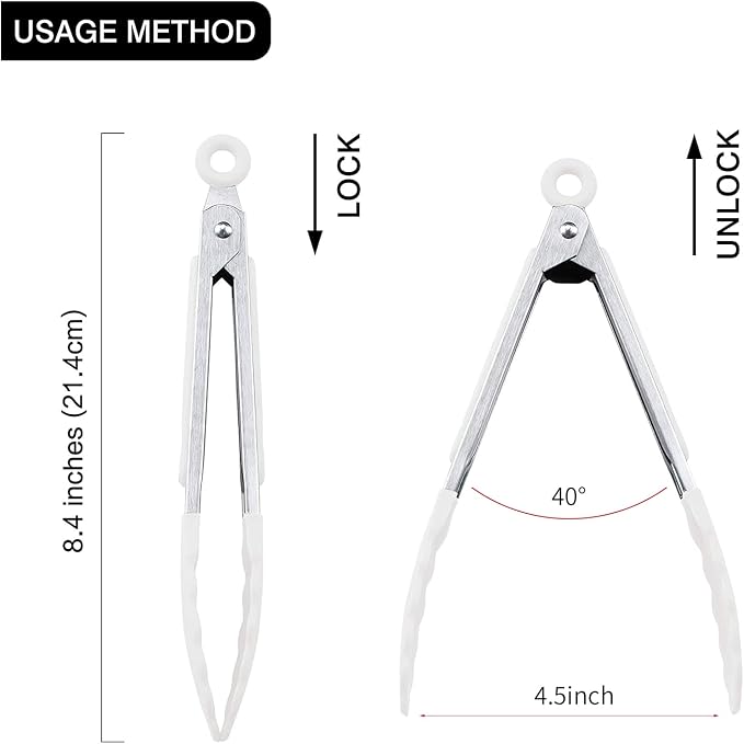 7 inch Cooking Tongs, MSY BIGSUNNY Set of 3 Mini Kitchen Tongs Silicone Serving - Image 2