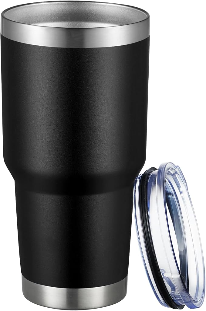 MEWAY 30oz Tumbler Double Wall Vacuum Insulated Travel Mug, Stainless Steel Tumbler with Lid, Durable Powder Coated Insulated Coffee Cup for Cold & Hot Drinks (Black,1 PACK) by MEWAY