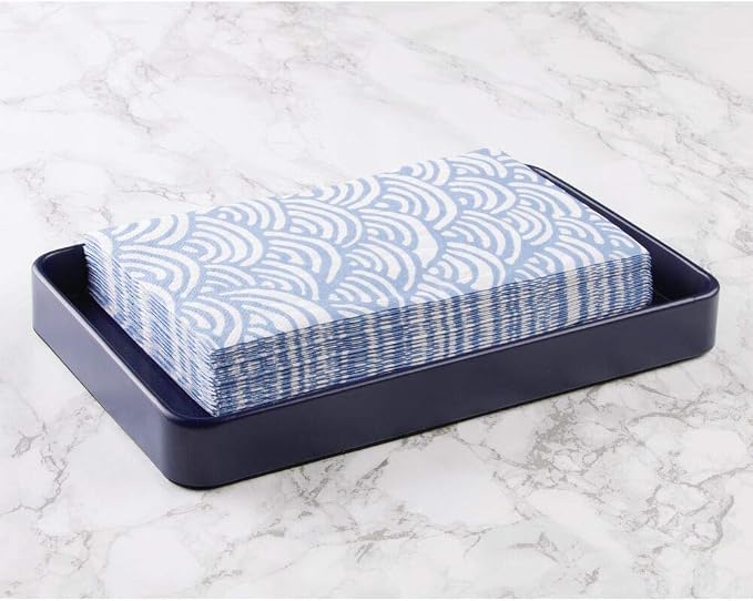 mDesign Modern Decorative Metal Guest Hand Towel Tray Holder Organizer - Image 2