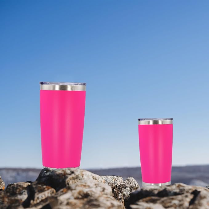 AIANJI 20oz Tumbler Bulk Stainless Steel Tumblers with Lid Vacuum Insulated Double Wall Travel Coffee Mug Powder Coated Tumbler Cup for Hot and Cold Drinks(Hot Pink, 1 pack) - Image 8