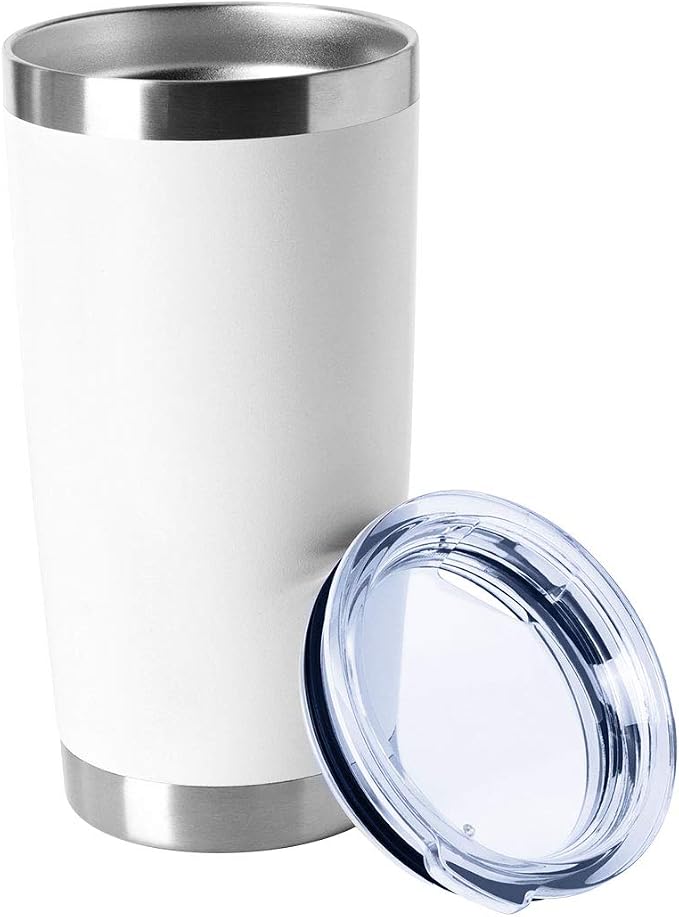 HASLE OUTFITTERS 20oz Tumblers Bulk Stainless Steel Cup with Lid Double Wall Vacuum Insulated Coffee Mug for Cold & Hot Drinks 1 Pack, White by HASLEOUTFITTERS