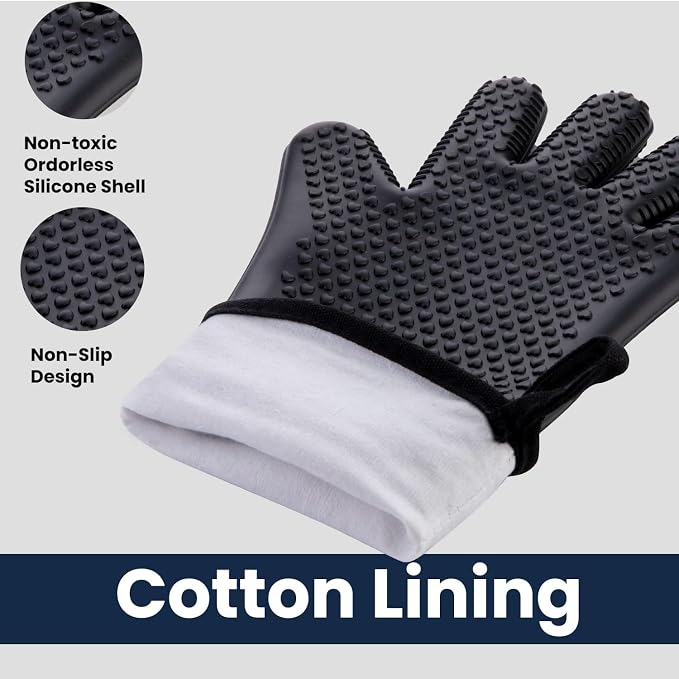 GEEKHOM BBQ Gloves Heat Resistant, 13.7 Inch Long Waterproof Silicone Oven Mitts - Image 4