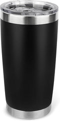 20oz Stainless Steel Tumbler with Lid, Travel Mug - Double Wall Vacuum Powder Coated Cup - Black, 1 Pack by Unknown
