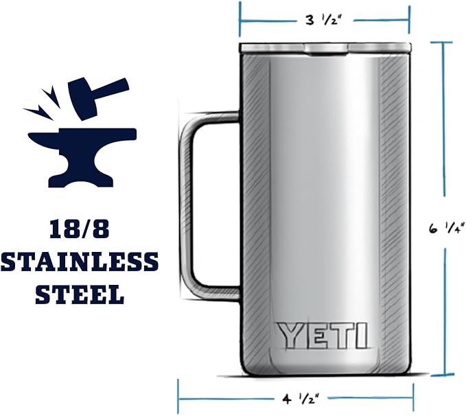 YETI Rambler 24 oz Mug, Vacuum Insulated, Stainless Steel with MagSlider Lid - Image 3