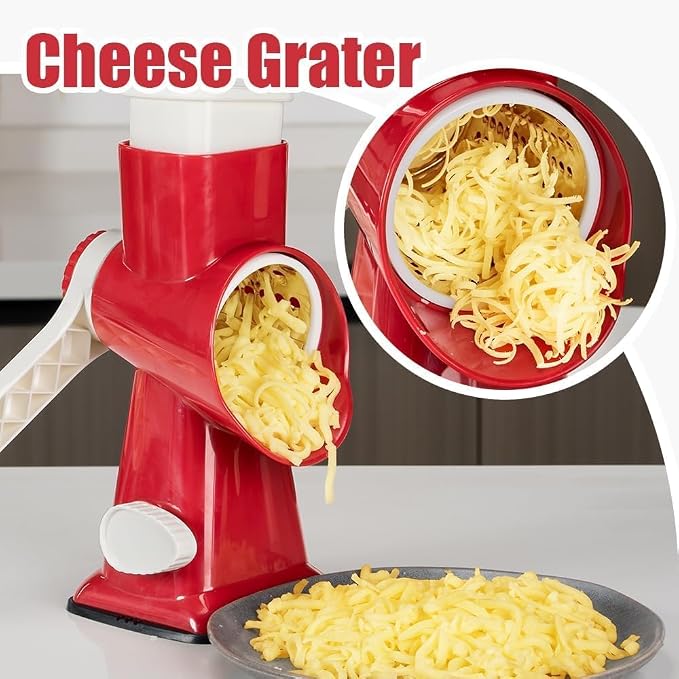 KEOUKE Rotary Cheese Grater Hand Crank Red - Image 6