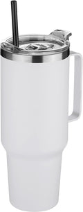HASLE OUTFITTERS 40 oz Stainless Steel Tumbler with Handle, Vacuum Insulated Tumblers Bulk, Reusable Double Wall Travel Coffee Mug, Durable Powder Coated Water Bottle(White, 1) by HASLEOUTFITTERS