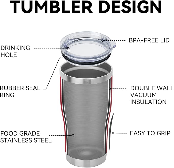 DOMICARE 20oz Tumbler with Lid Stainless Steel Tumblers Bulk, Double Wall Vacuum Insulated Coffee Travel Mug Powder Coated Tumbler, 4 Count (Pack of 1) Red - Image 4