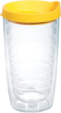 Tervis Clear & Colorful Lidded Made in USA Double Walled Insulated Tumbler Travel Cup Keeps Drinks Cold & Hot, 16oz, Yellow Lid by TervisTumblerCompany