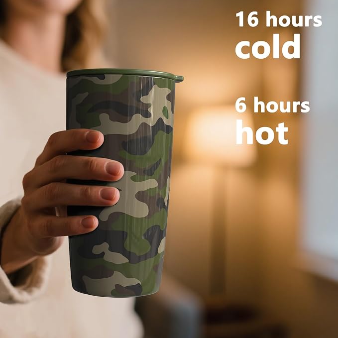 TILUCK 20 oz Insulated Tumbler with BPA-Free Lid, Stainless Steel Vacuum Travel Coffee Mug, Double Wall Coffee Tumbler（20oz，Camouflage） - Image 3