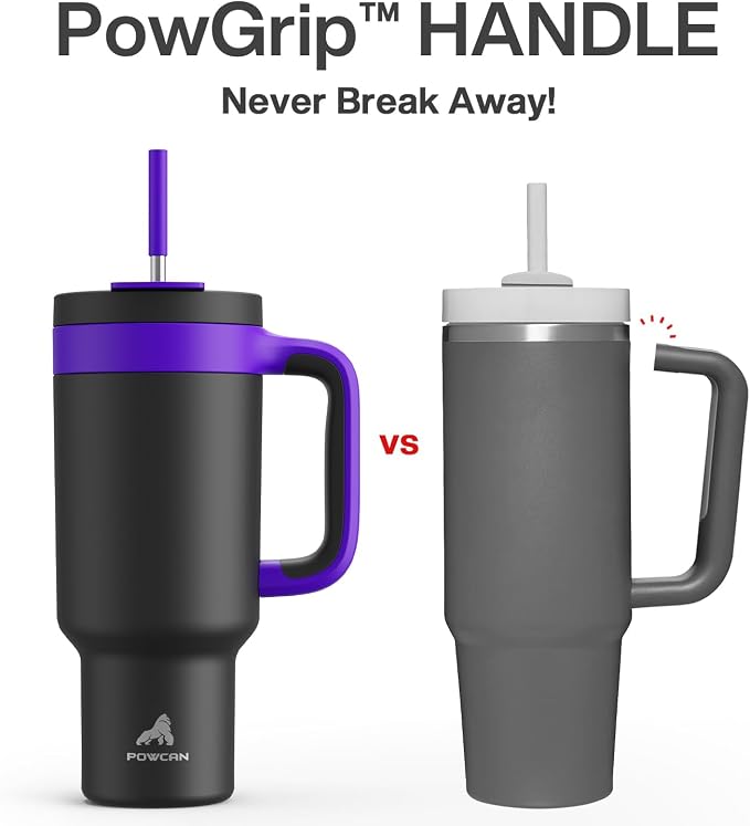 40 oz Tumbler with Handle, 2-in-1 Straw and Sip Lid, Leakproof, Dishwasher Safe, Insulated Stainless Steel Travel Coffee Mug, Keeps Cold for 34 Hours, Fits in Car Cup Holder (Iris) - Image 3