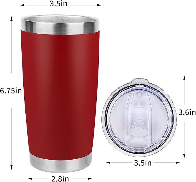 20oz Stainless Steel Tumbler Bulk with Lid, Travel Mug - Double Wall Vacuum Powder Coated Cup - Red, 12 Pack - Image 4