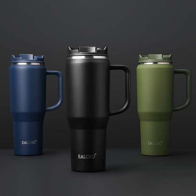 EALGRO 50 oz Tumbler with Handle, Insulated Tumblers with Lid and Straw, Large Metal Sports Water Bottle Jug, Thermal Stainless Steel Travel Coffee Mug Cup, Dark Rainbow - Image 5