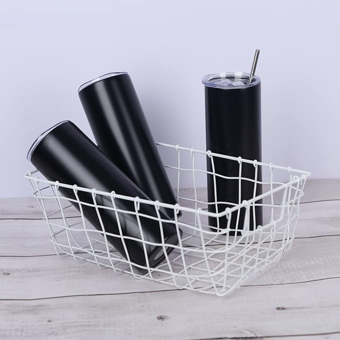 16 Pack 20 Oz Straight Skinny Tumblers,Individually Gift Boxed Stainless Steel Slim Skinny Tumbler Set Bulk, 20 Oz Insulated Slim Thin Travel Tumbler Cup for Diy, Black - Image 5