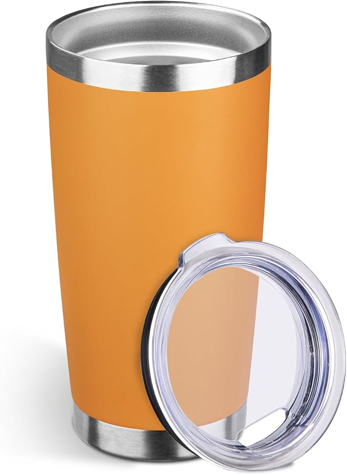 StarSpeed 20oz Tumbler Bulk with Lid, Stainless Steel Insulated Tumblers Double Wall Vacuum Insulated Travel Mug, Powder Coated Coffee Cups for Hot and Cold Drinks(Orange,1) by StarSpeed