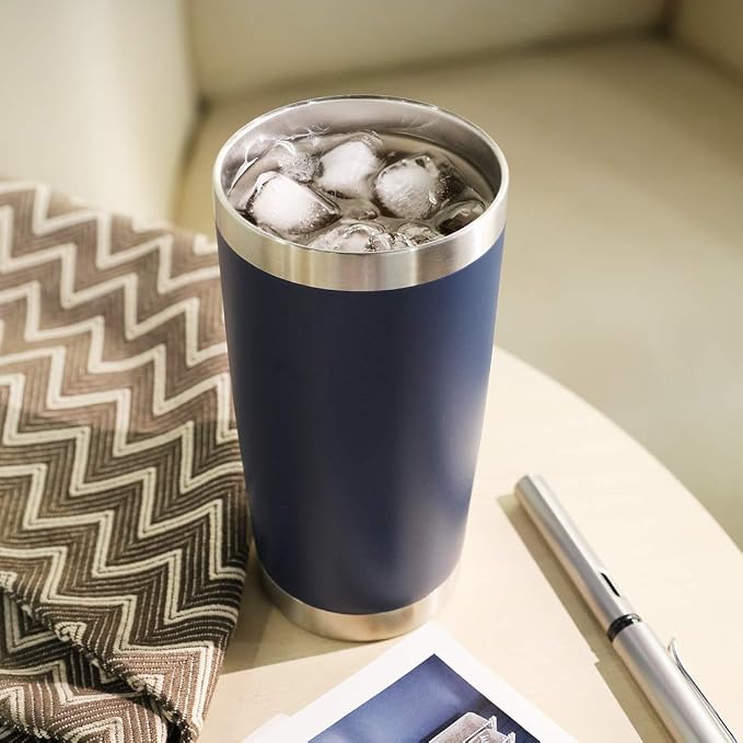 DOMICARE 20oz Stainless Steel Tumbler Bulk with Lid, Double Wall Vacuum Insulated Travel Mug, Powder Coated Coffee Cup, Powder Navy, 4 Pack - Image 6