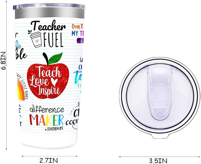 MFGNEH Teacher Gifts,Teacher Appreciation Gifts,Teachers Christmas Birthday Gift from Students,Back to School Gift for Women,20oz Stainless Steel Tumbler Cup - Image 2
