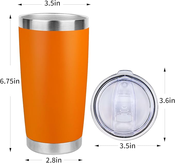 20oz Stainless Steel Tumbler Bulk with Lid, Travel Mug - Double Wall Vacuum Powder Coated Cup - Orange, 12 Pack - Image 4
