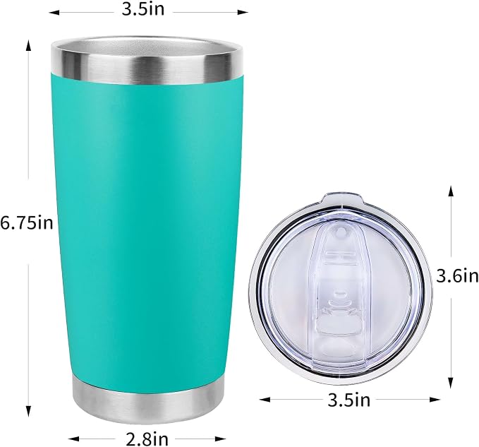 20oz Stainless Steel Tumbler Bulk with Lid, Travel Mug - Double Wall Vacuum Powder Coated Cup - Light Green, 6 Pack - Image 4