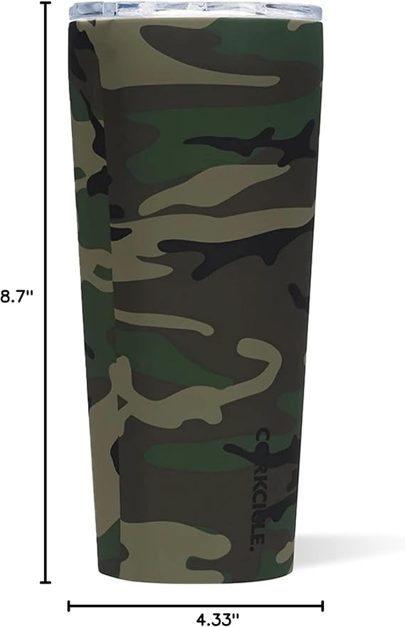 Corkcicle Classic Tumbler - Insulated Stainless Steel Travel Cup - Cold & Hot Drinks - Reusable - Durable - Spill Proof Lid - Non-Slip Silicone Base - Easy Grip - BPA Free - 24 oz - Woodland Camo - Image 8