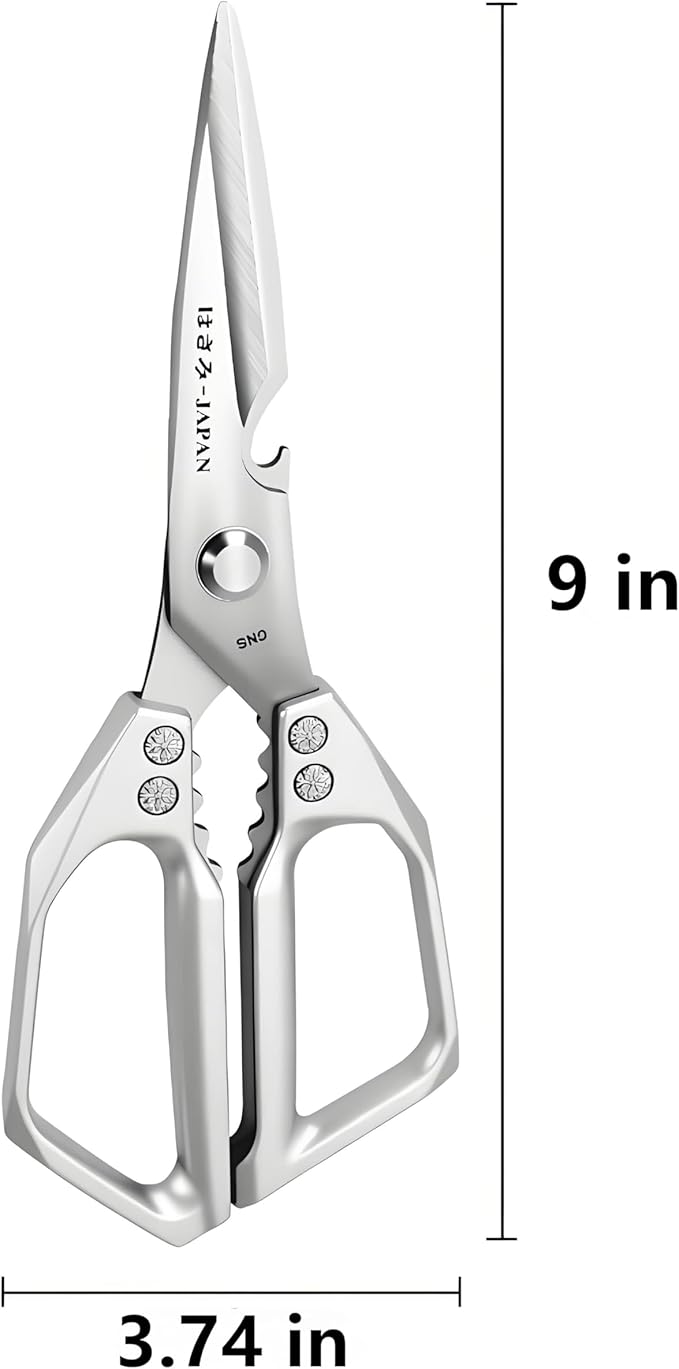 Kitchen Scissors, All Purpose，Ultra Sharp Meat Scissors，Heavy Duty Silver - Image 2