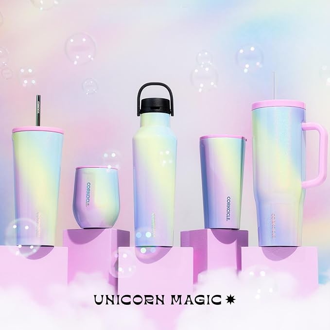 Corkcicle Cold Cup Insulated Tumbler with Straw - Keeps Drinks Cold for 12 Hours - Triple-Insulated Stainless Steel - Leak-Resistant Lid - Summer Drinkware Gift - 24 oz - Rainbow Unicorn - Image 8