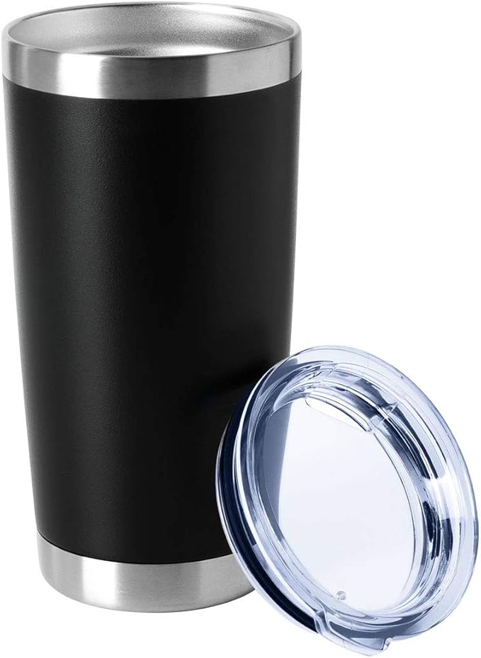 HASLE OUTFITTERS 20oz Tumblers Bulk Stainless Steel Cups with Lid Double Wall Vacuum Insulated Coffee Mugs for Cold & Hot Drinks 1 Pack, Black by HASLEOUTFITTERS