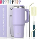 30 oz Tumbler with Handle,Tumbler with Lid and Straw,Double Wall Insulated Cup Stainless Steel Travel Mug(Cold for 34 Hours),Water Bottle for Iced Tea,Coffee,Cold Beverages(Purple) by Watersy