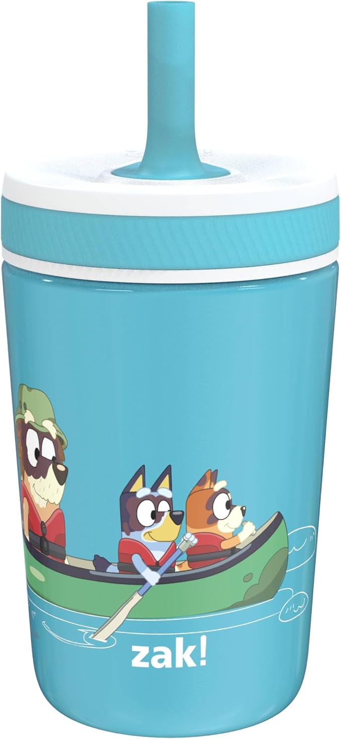 Zak Designs Bluey Kelso Toddler Cups For Travel or At Home, 12oz Vacuum Insulated Stainless Steel Sippy Cup With Leak-Proof Design is Perfect For Kids (Bluey, Bingo, Grandad Mort) by ZakDesigns