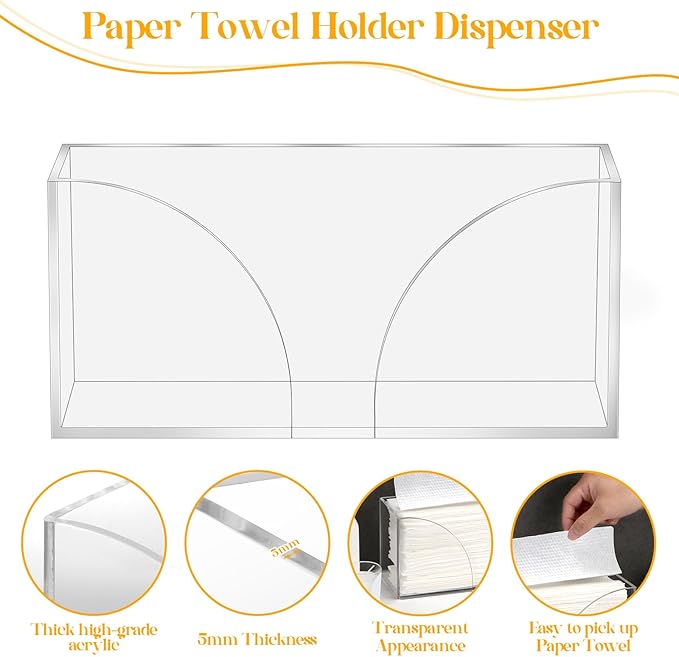 4Pack Clear Paper Towel Dispenser Countertop Acrylic Paper Towel Holder - Image 4