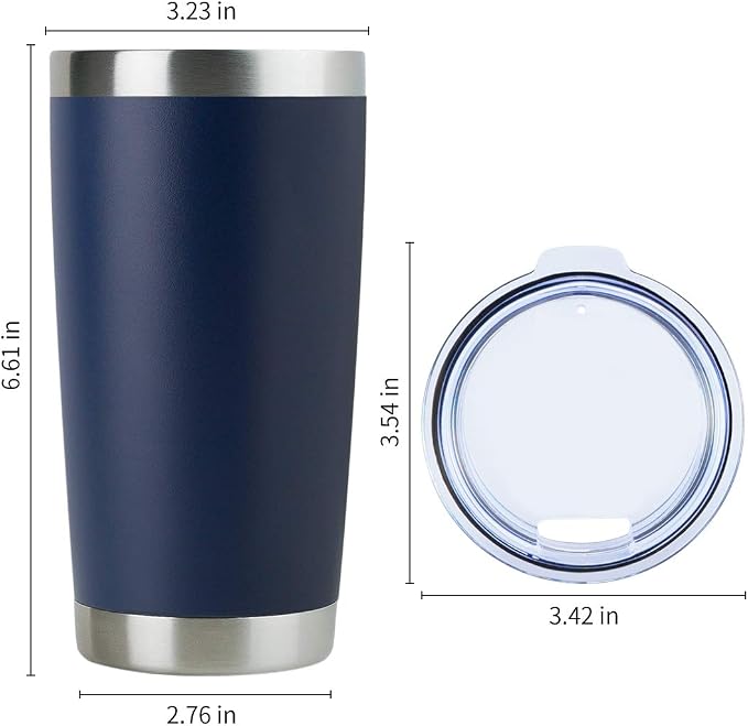 DOMICARE 20oz Stainless Steel Tumbler Bulk with Lid, Double Wall Vacuum Insulated Travel Mug, Powder Coated Coffee Cup, Powder Navy, 4 Pack - Image 5
