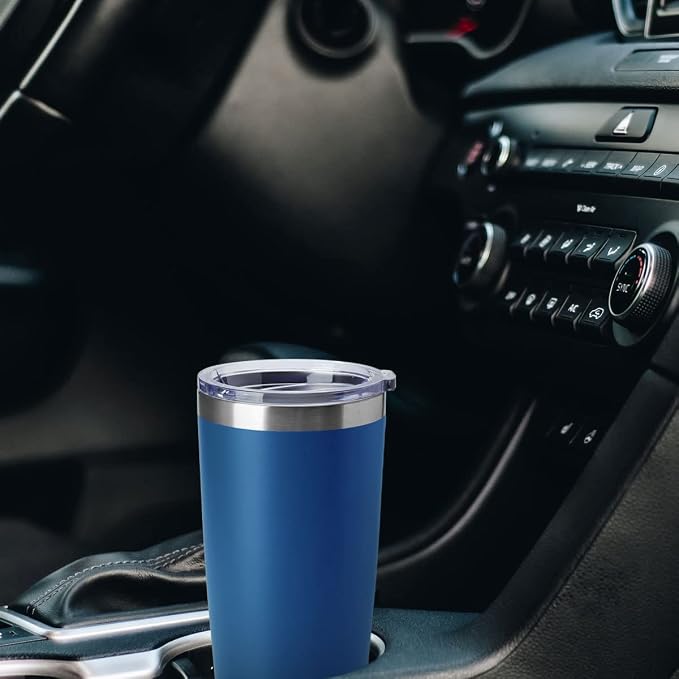 HASLE OUTFITTERS 20oz Tumblers Stainless Steel Mugs with Lid Double Wall Vacuum Insulated Coffee Cups for Cold & Hot Drinks (20oz-Dark Blue, 8 Pack) - Image 5