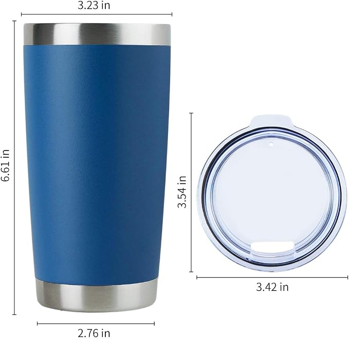DOMICARE 20oz Stainless Steel Tumbler Bulk with Lid, Double Wall Vacuum Insulated Travel Mug, Powder Coated Coffee Cup, Dark Blue, 12 Pack - Image 5