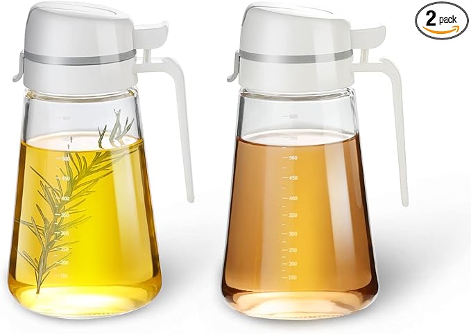 Auto Flip Glass Olive Oil Dispenser Bottle by Meterga