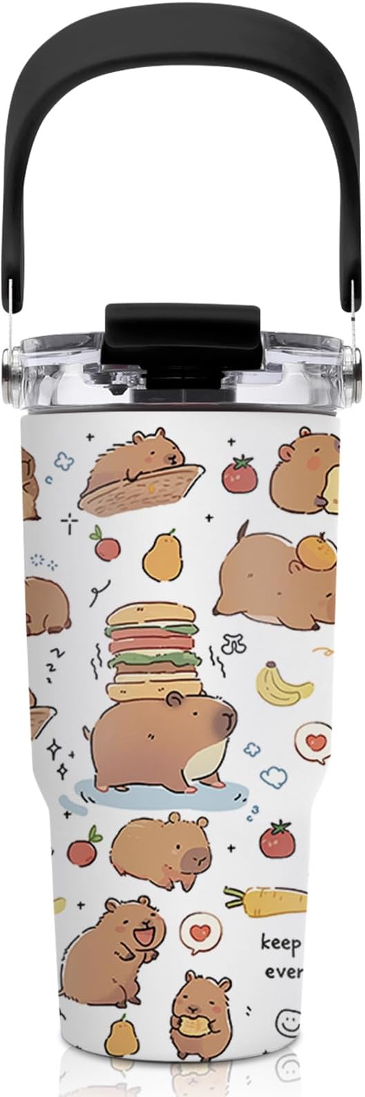 Capybara Tumbler 20 oz with Handle - Cute Animal Water Bottle, Insulated Cup - Unique Gifts for Girls, Kids, Capybara Lovers - Birthday Christmas Gift by welcometoHYMONA