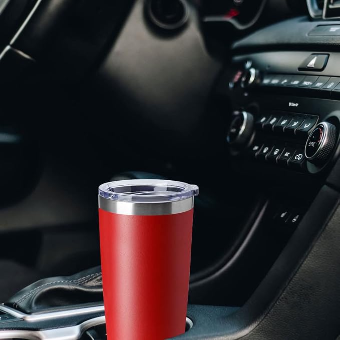 HASLE OUTFITTERS 20oz Tumblers Stainless Steel Mugs with Lid Double Wall Vacuum Insulated Coffee Cups for Cold & Hot Drinks (20oz-Red, 12 Pack) - Image 5