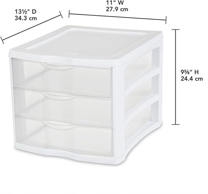 Sterilite ClearView Compact Stacking 3 Drawer Storage Organizer System - Image 3