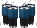 MEWAY 30oz Insulated Tumbler With Lids and Straws,Stainless Steel Double Vacuum Coffee Tumbler Cup, Brush, Durable Powder Coated Coffee Cup for Cold & Hot Drinks, Office, Travel(Blue Black,4 PACK) by MEWAY