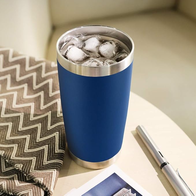 DOMICARE 20oz Stainless Steel Tumbler Bulk with Lid, Double Wall Vacuum Insulated Travel Mug, Powder Coated Coffee Cup, Dark Blue, 12 Pack - Image 6