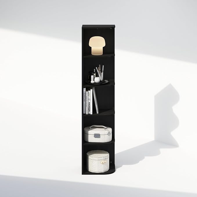 Furinno Reed Corner Shelf, 5-Tier Corner Bookshelf, Book Shelf, Corner Shelves - Image 6