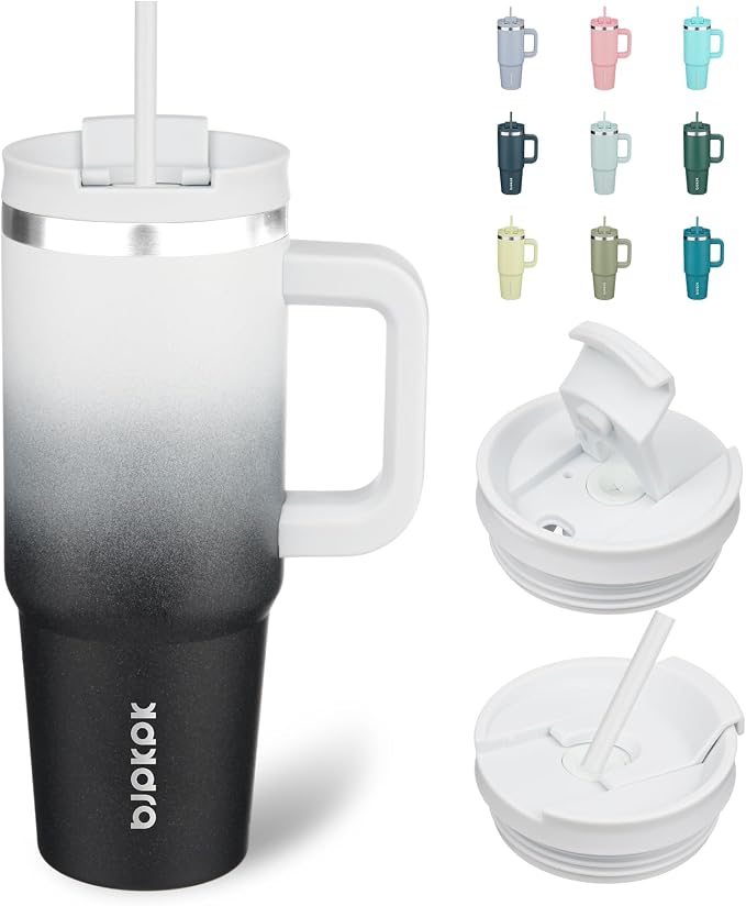 BJPKPK 30 oz Insulated Tumbler With Lid And Straw Stainless Steel Tumblers Cup With Handle For Women And Men,Day And Night by BJPKPK