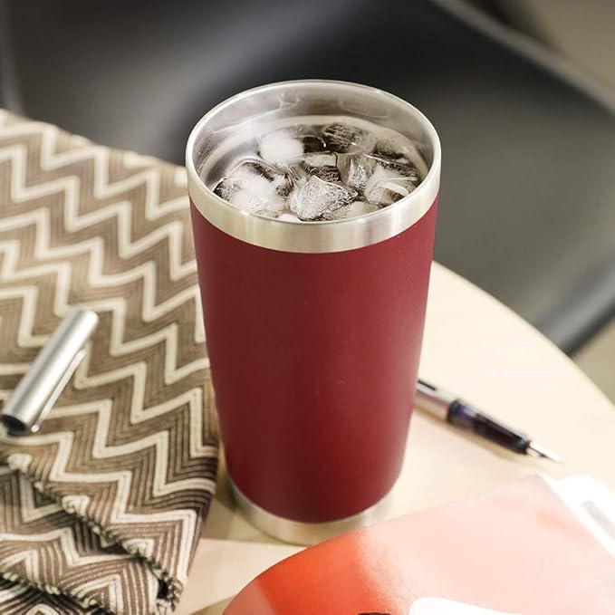 DOMICARE 20oz Stainless Steel Tumbler Bulk with Lid, Double Wall Vacuum Insulated Travel Mug, Powder Coated Coffee Cup, Powder Red, 8 Pack - Image 6